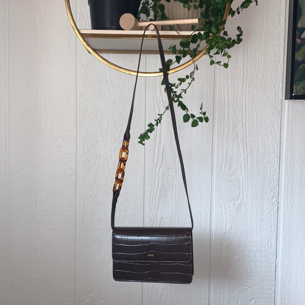 JW PEI. Julia Acrylic Chain Crossbody Bag. Nutella Croc.